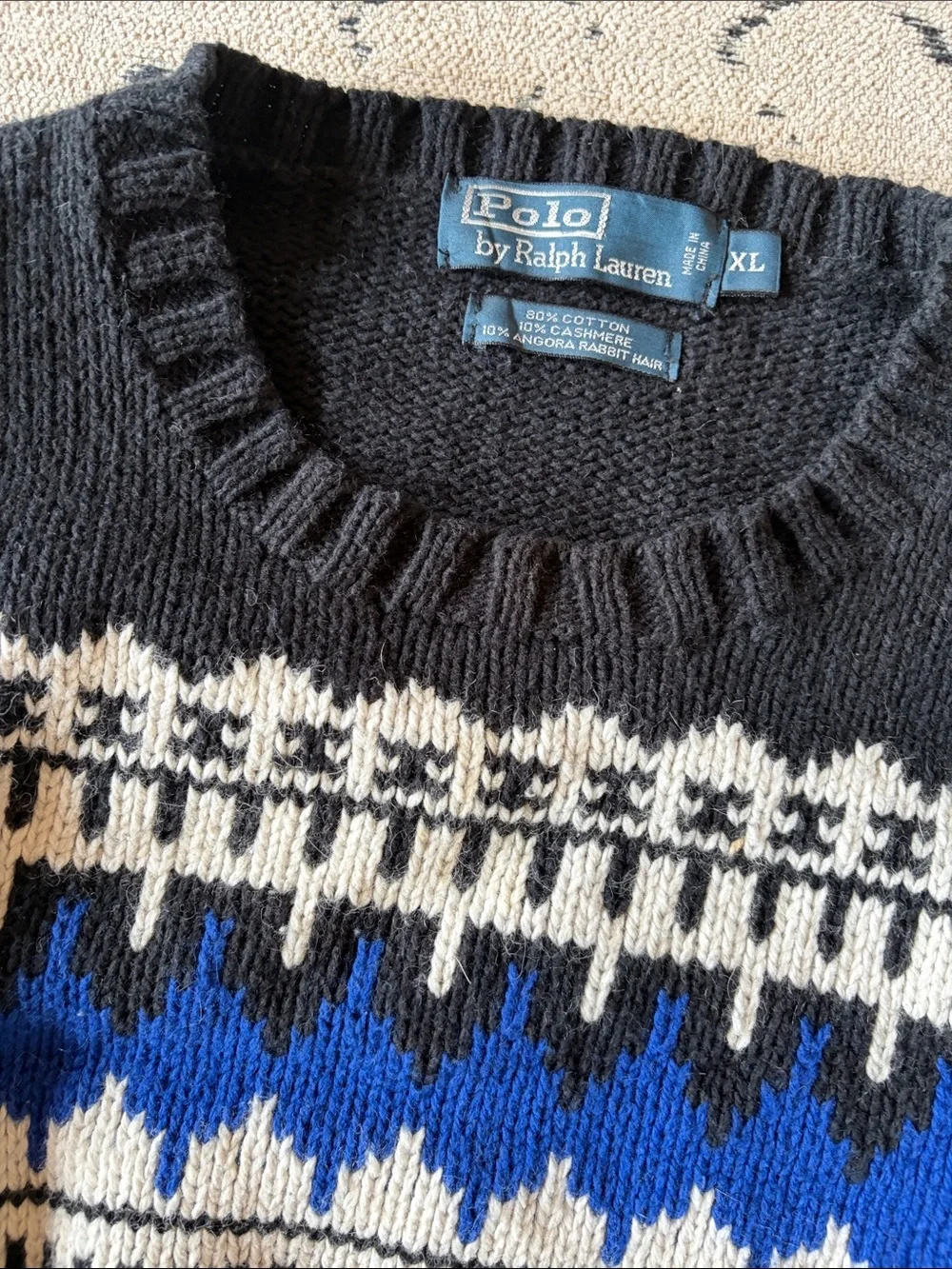Polo Ralph Lauren Cotton/Cashmere/Angora Blend Nordic Sweater, XL
